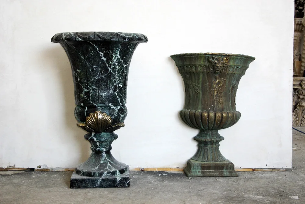 Vasi monumentali marmo verde bronzo
